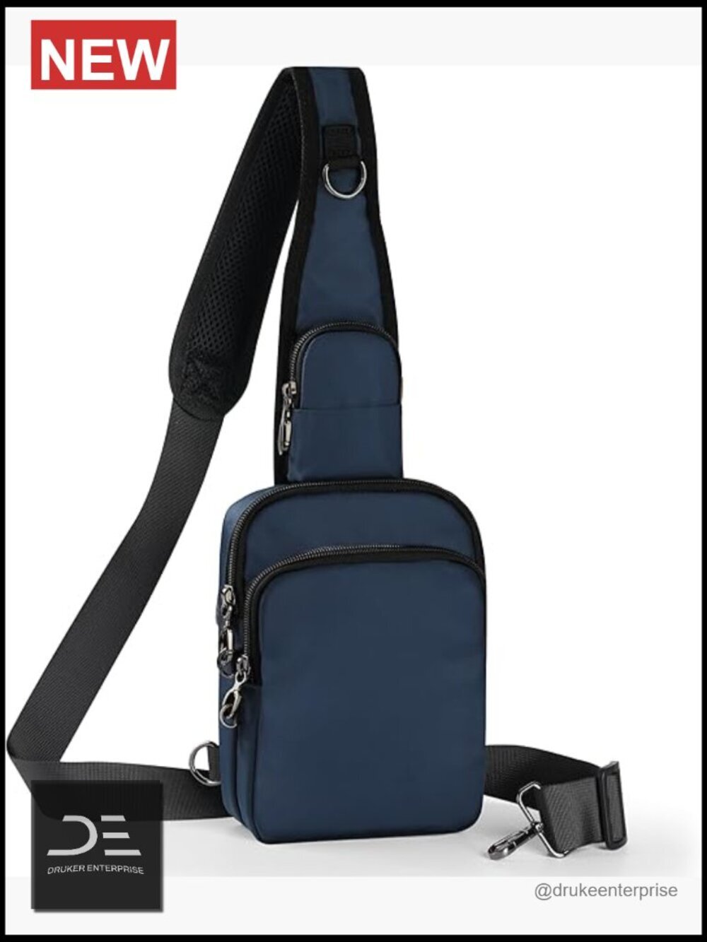 Anti-Theft RFID Sling Crossbody Bag with Zipper Lock - Water Resistant Travel